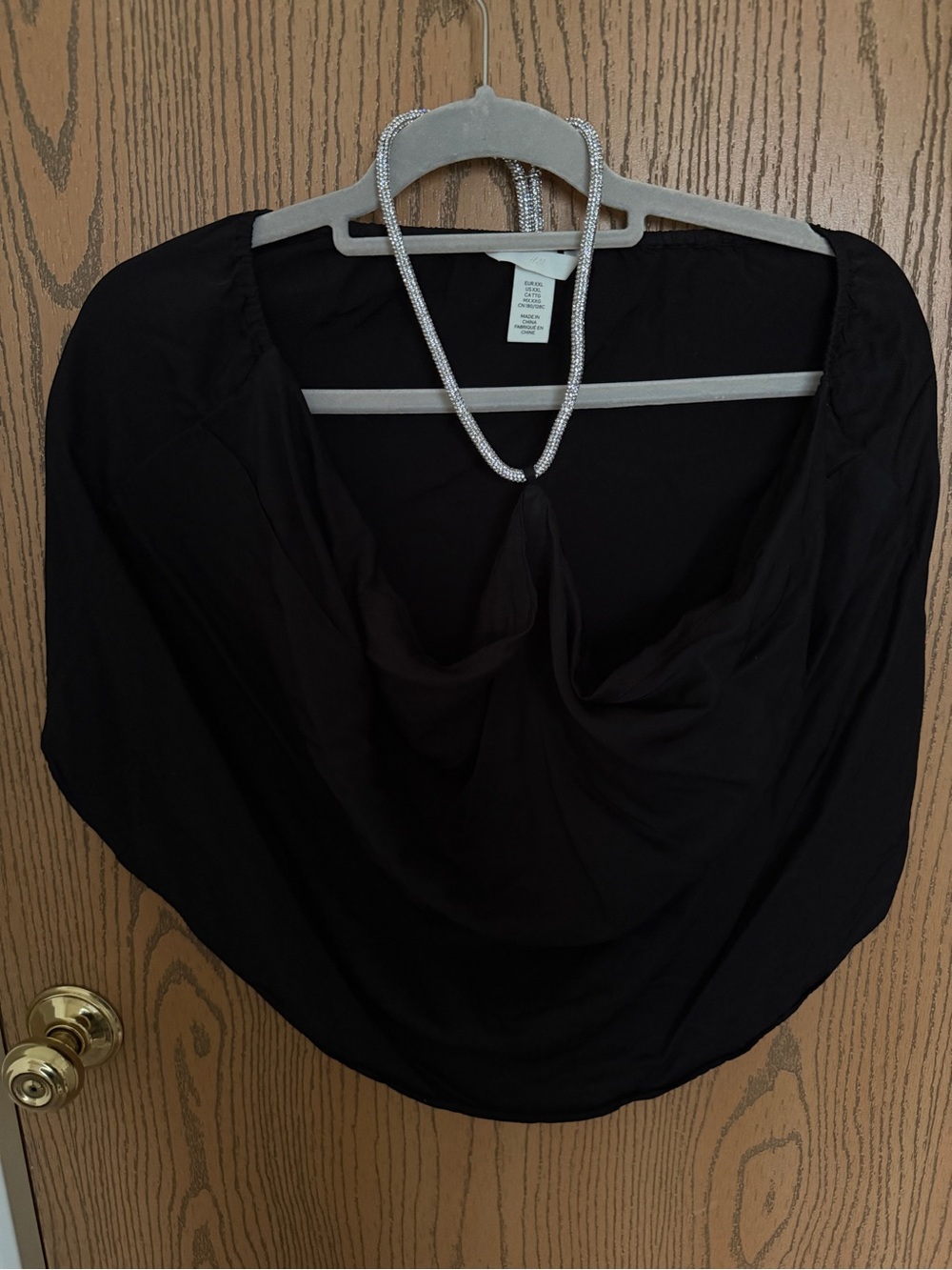 H&M Black Top with Rhinestone Strap Detail